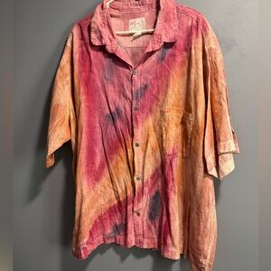 Hand-painted Cotton Short-Sleeve Shirt, Unisex, by Sloop Jones, XL made in usa